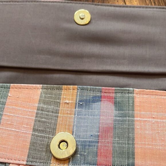Vtg 80s multi colored striped cloth clutch or crossbody purse - Picture 7 of 8